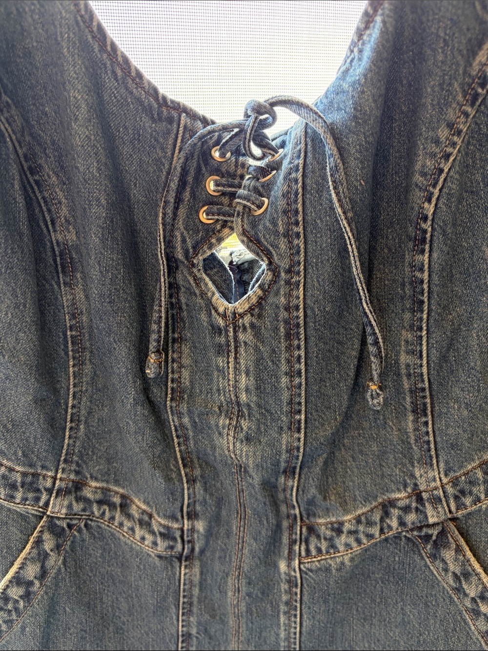 Free People Dark Indigo Lace-Up Denim Jumpsuit - Picture 3 of 5